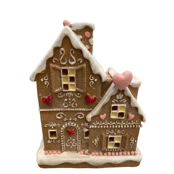 Cupcakes & Cashmere Light Up Gingerbread House Pink Heart Holiday Decor New - Picture 1 of 16